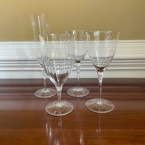 5 Five Assorted Gorham Laurin Lauren Gold Crystal Stemware Wine Glasses